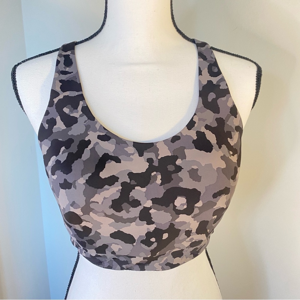 Athleta Advance High Impact Black Grey Camouflage Sports Bra 38C Activewear Run